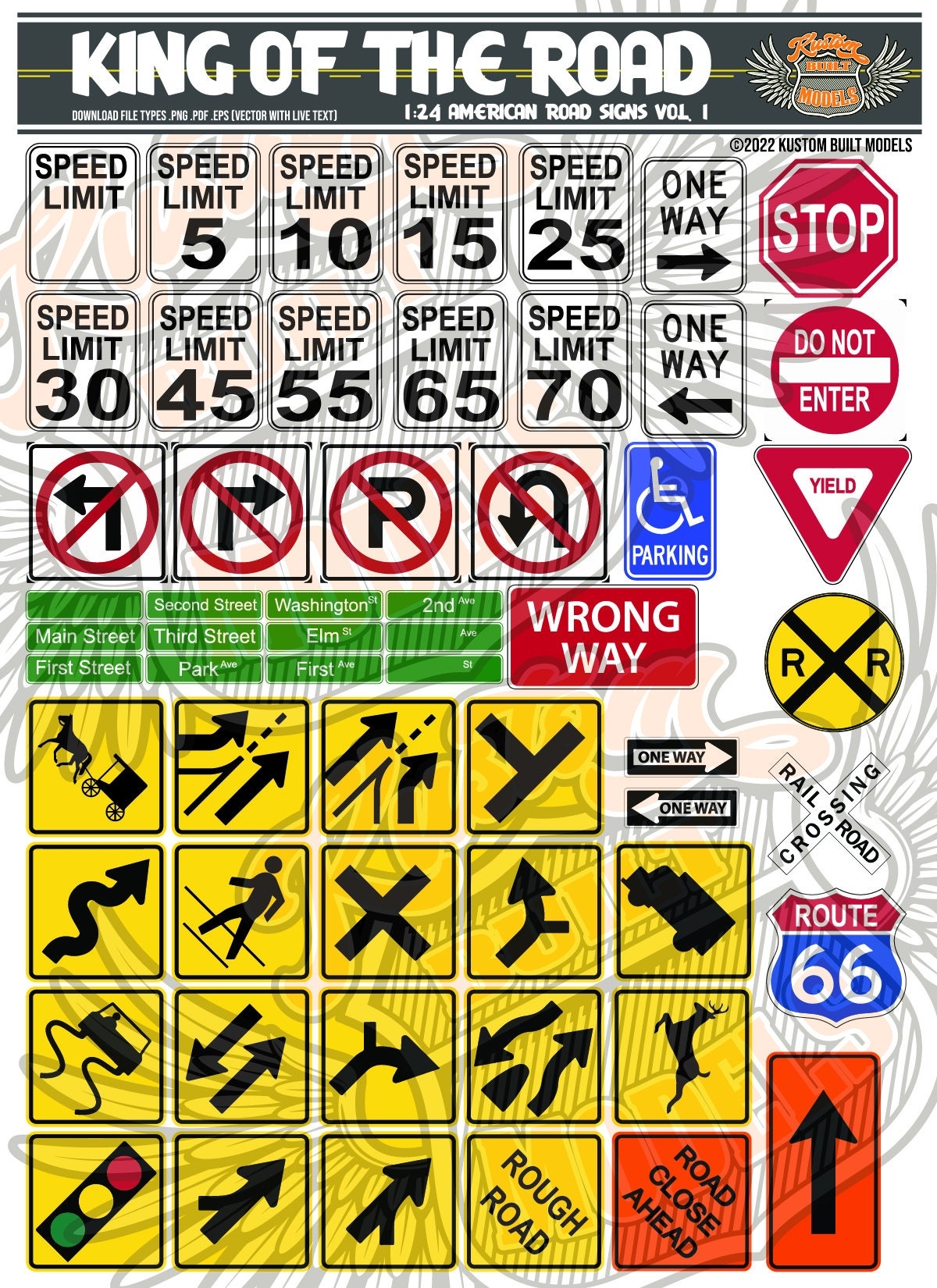 1 24 American Road Signs Digital Download Vector Etsy Australia