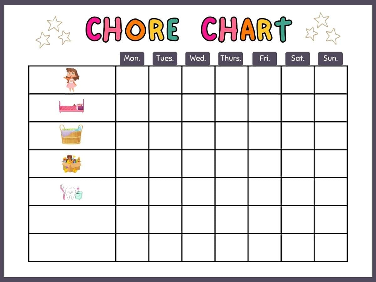Printable Chore Charts For 10 Year Old Girl