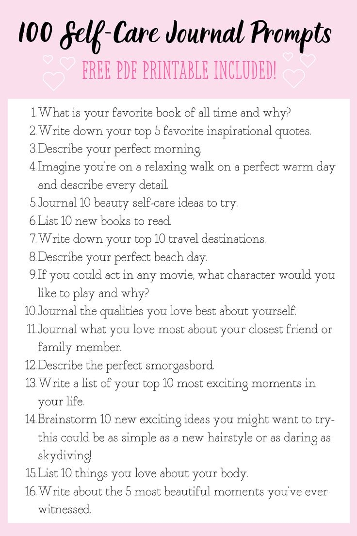 100 Self Care Journal Prompts With Free PDF Printable 