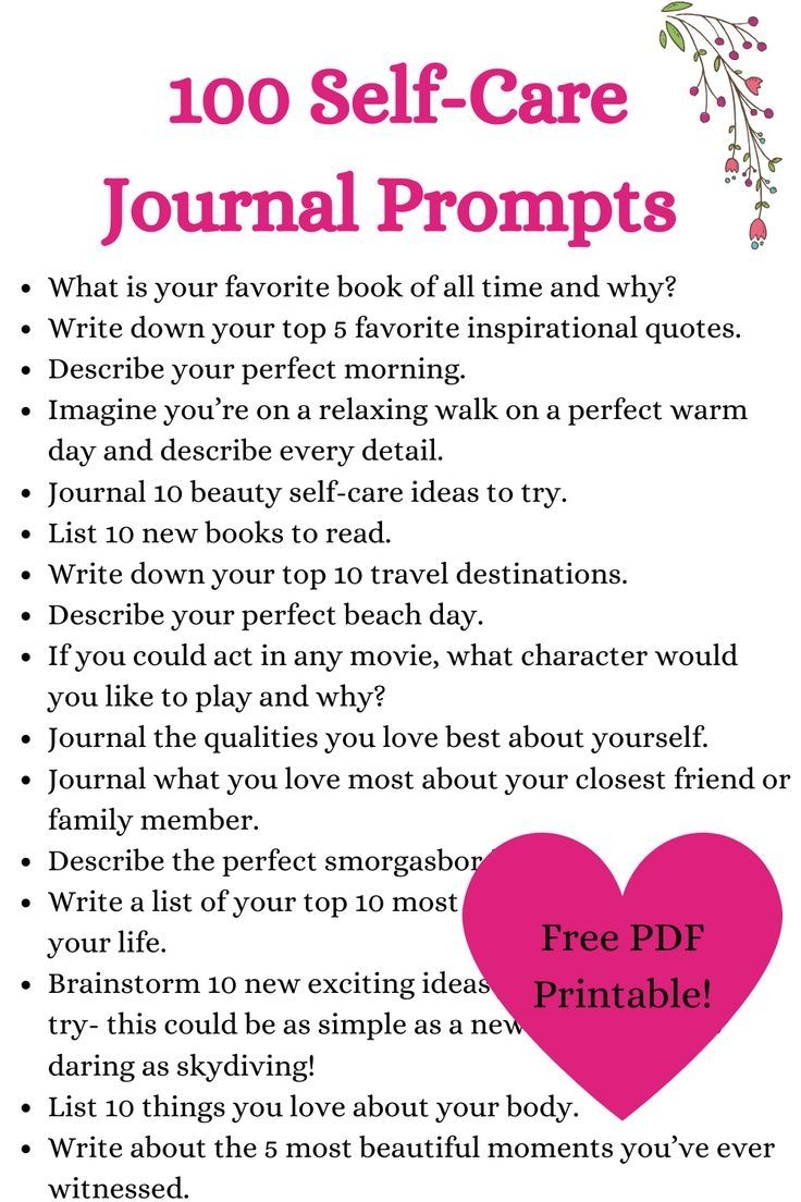 100 Self care Journal Prompts With Free Printable Journal Pages PDF Printable Pages Perfect For
