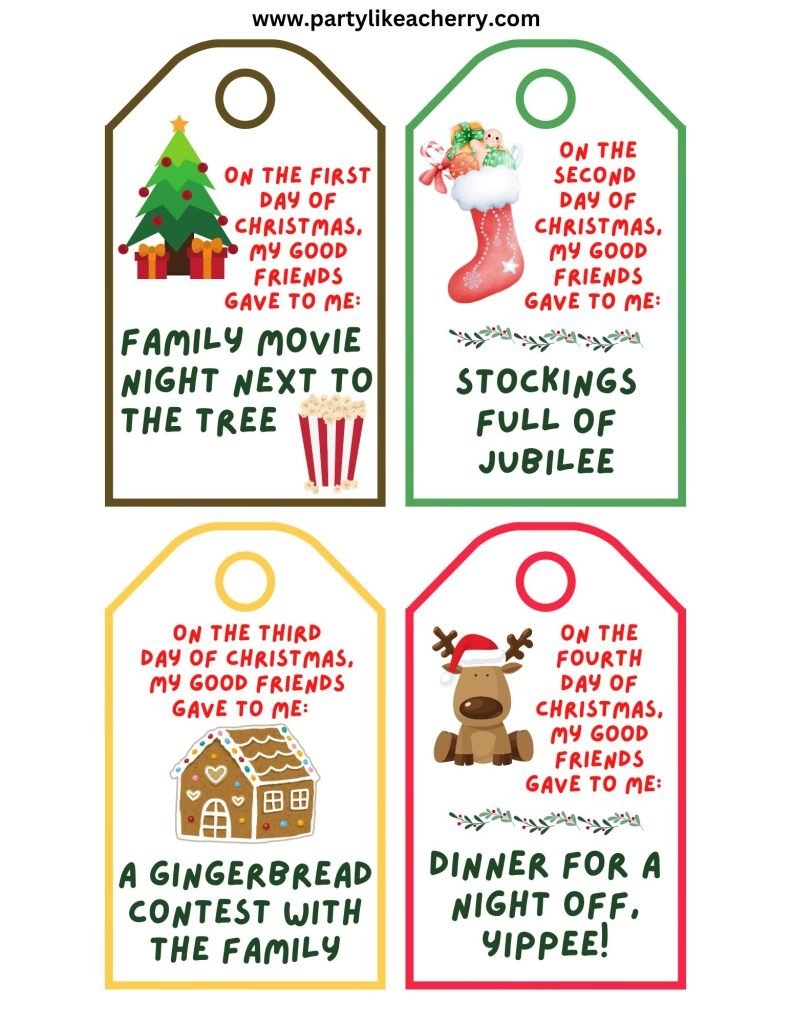 12 Days Of Christmas Tags Printable