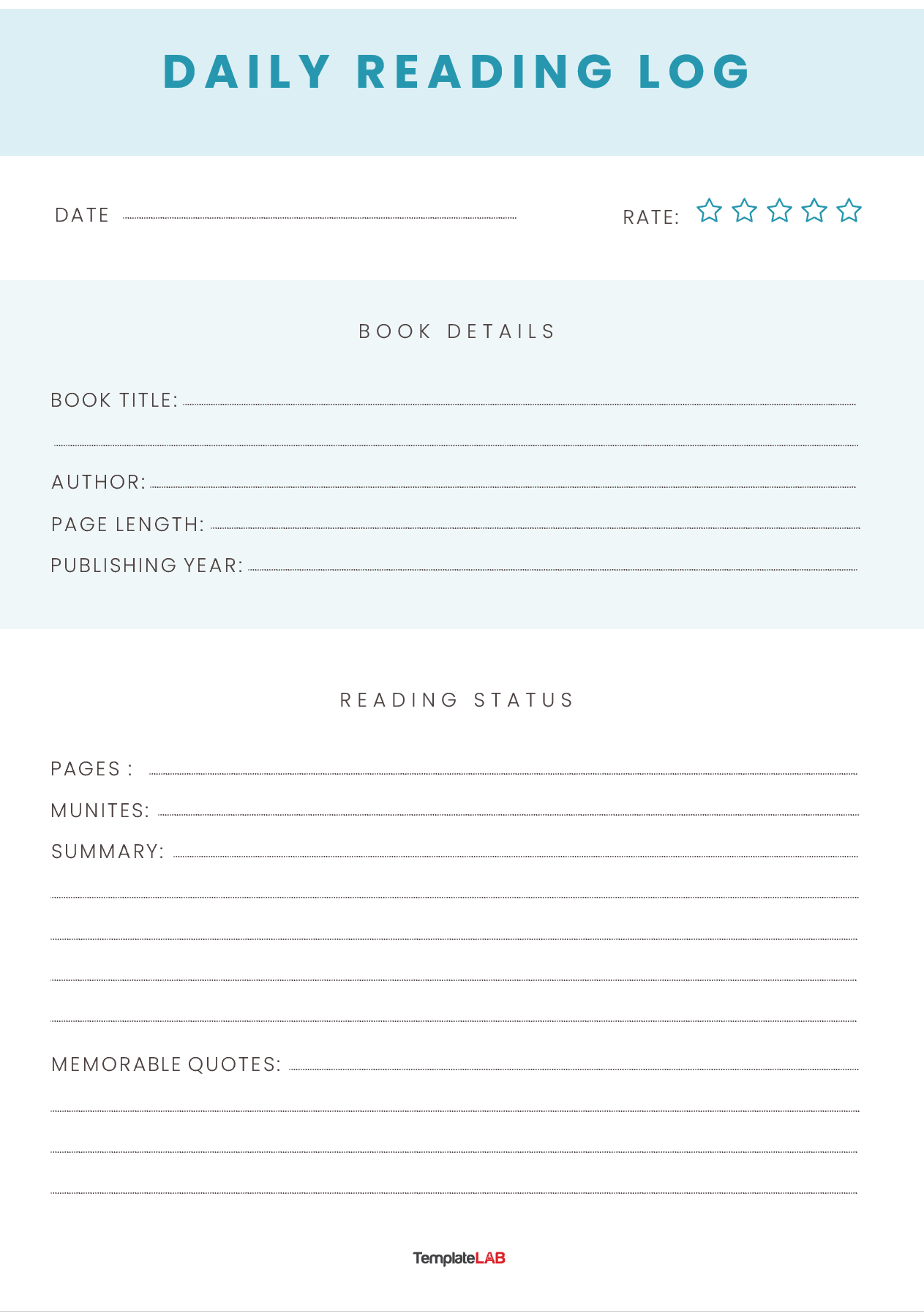 Free Printable Reading Logs With Summary