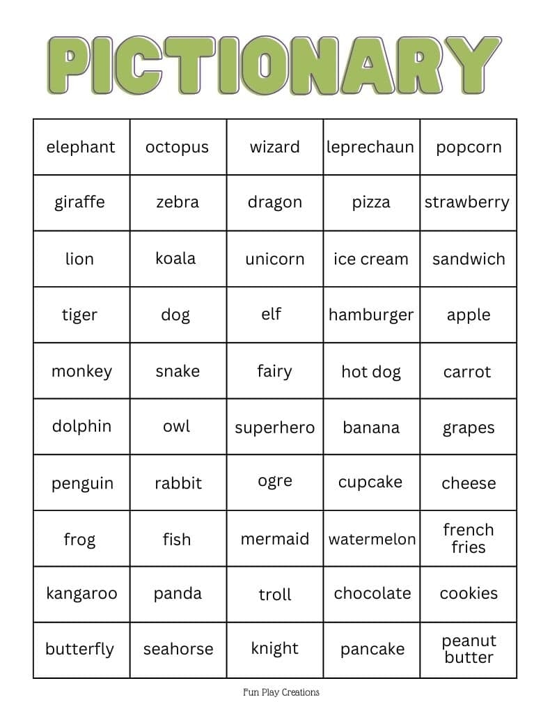Printable Win Lose Or Draw Cards