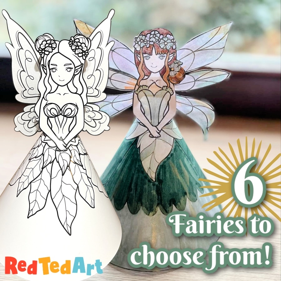 3d Fairy Coloring Pages Red Ted Art Kids Crafts