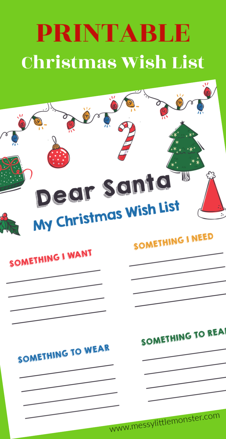 4 Gifts For Christmas Printable Christmas List Messy Little Monster