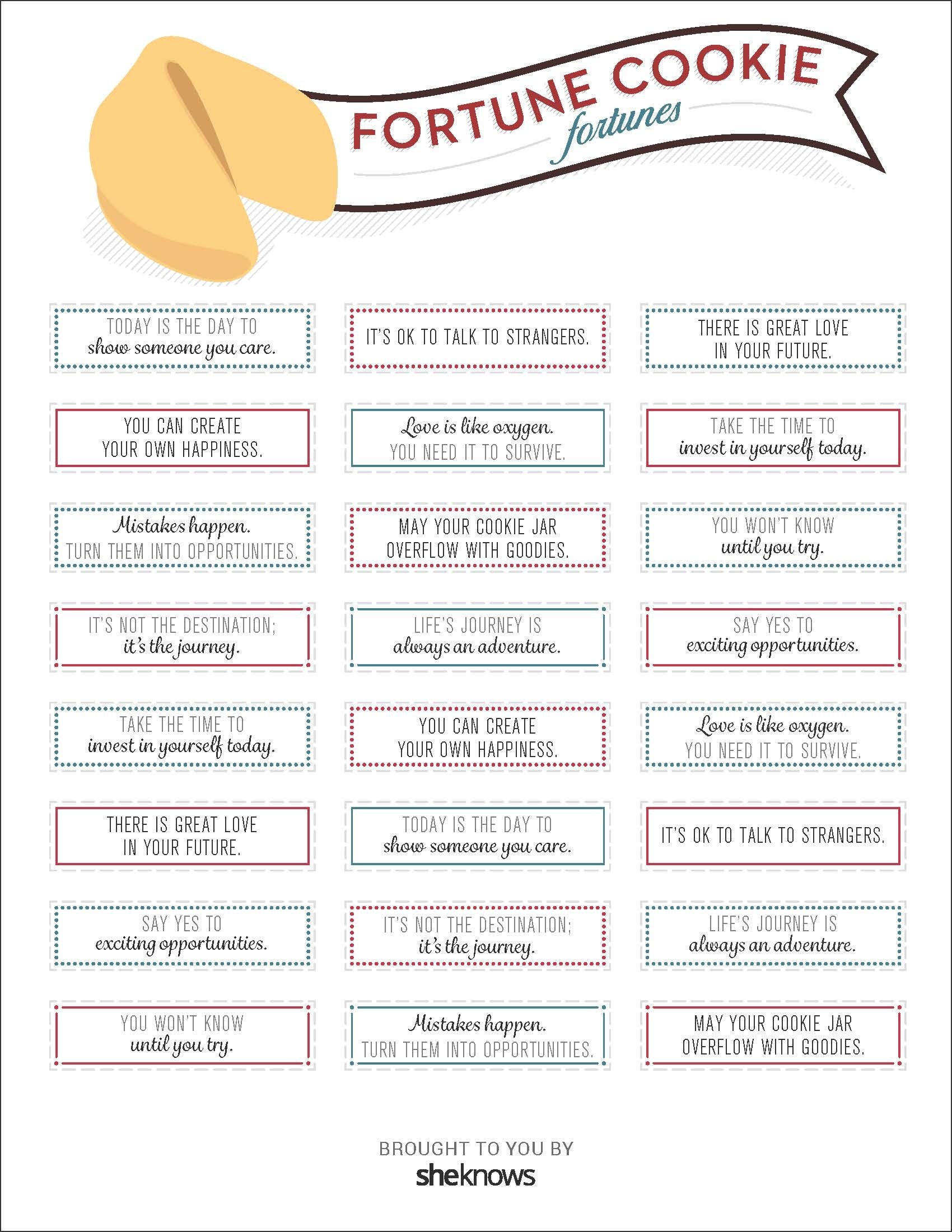 Printable Funny Fortune Cookie Sayings
