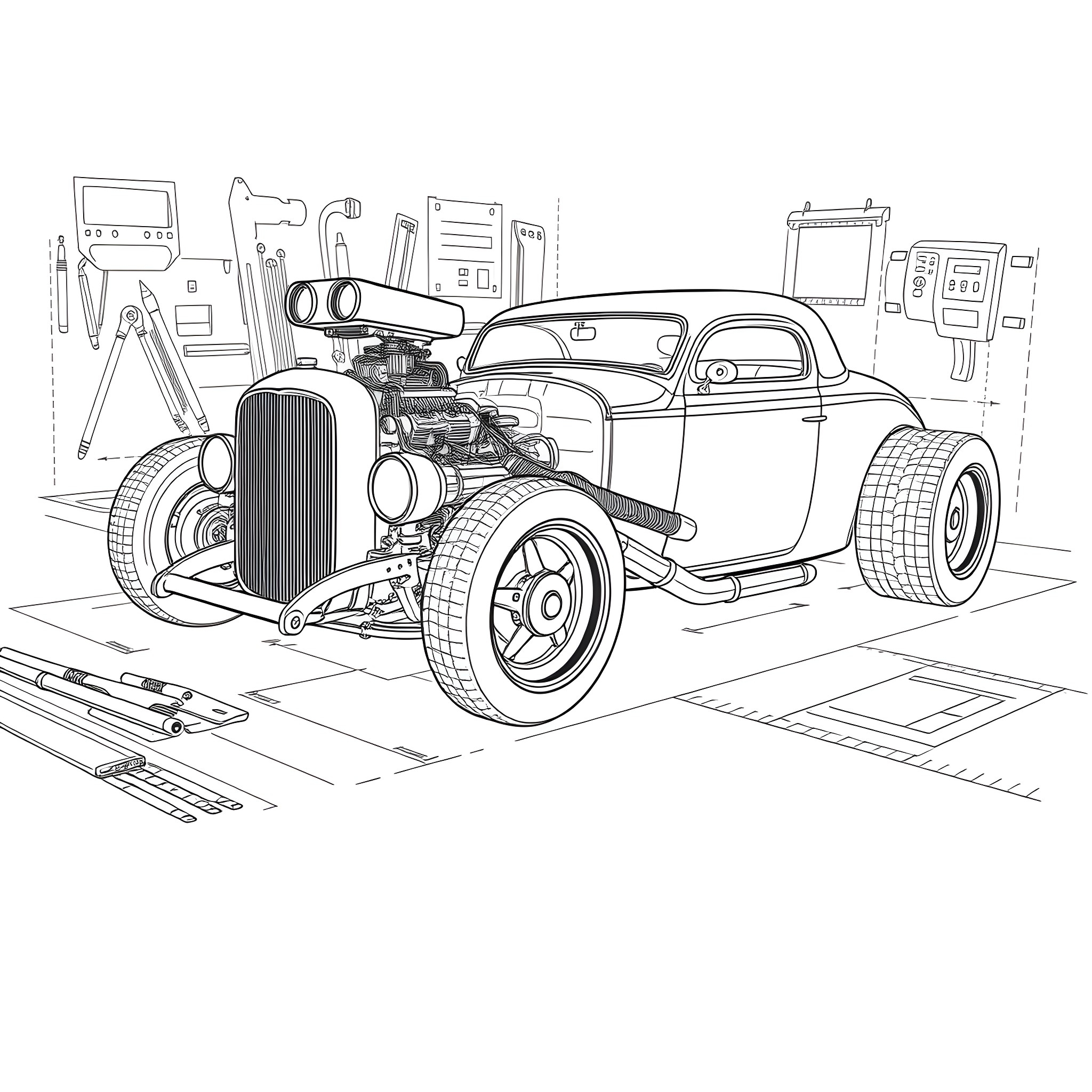 9 Best Hotrod Coloring Pages Free Printable PDFs 