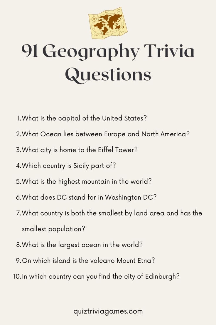 91 Geography Trivia Questions And Answers