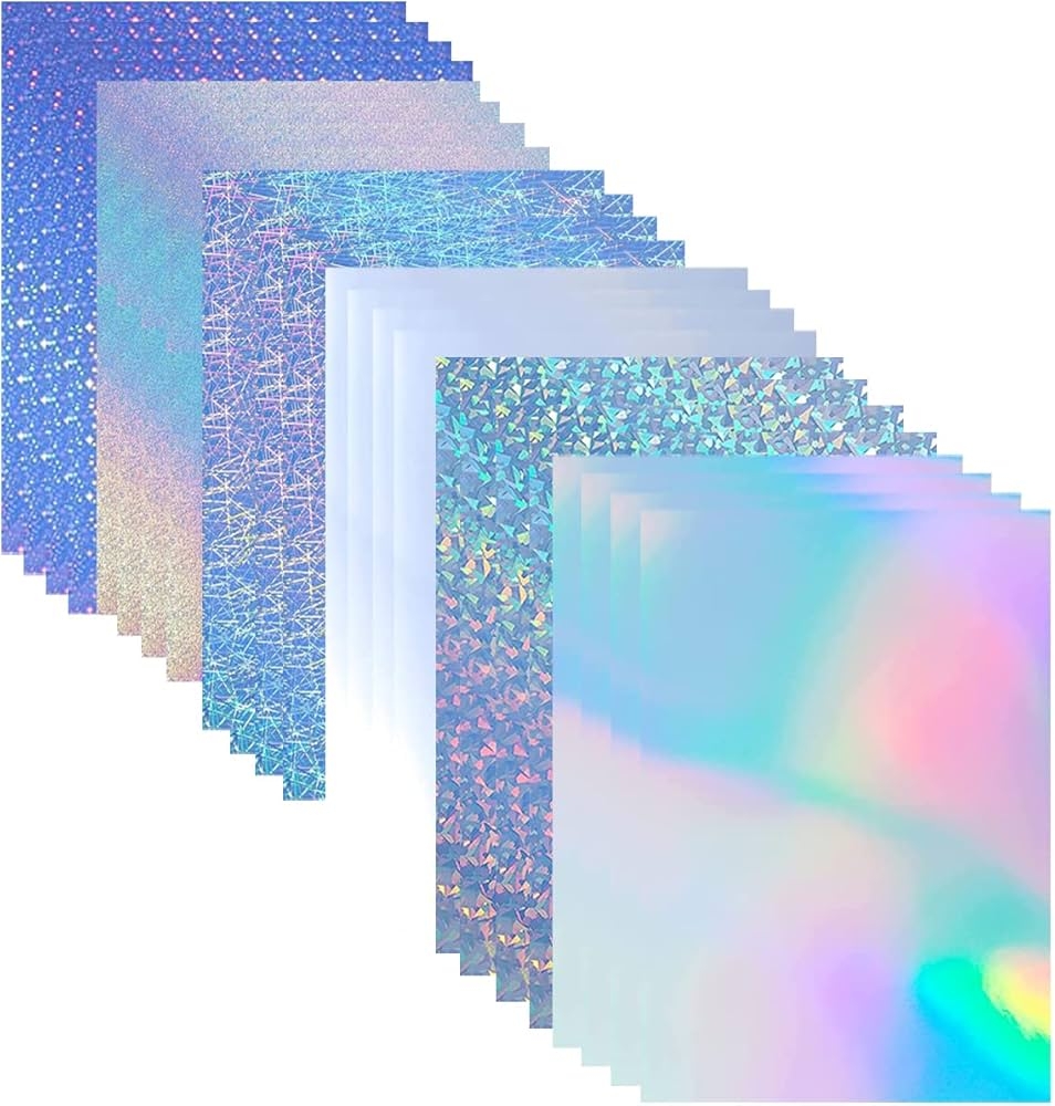 Acidea Holographic Vinyl Sticker Paper 24 Sheets Printable Self Adhesive Sticker Paper A4 Waterproof Quick Drying Rainbow Paper For Inkjet And Laser Printers 6 Styles Mixed Amazon de Stationery Office Supplies