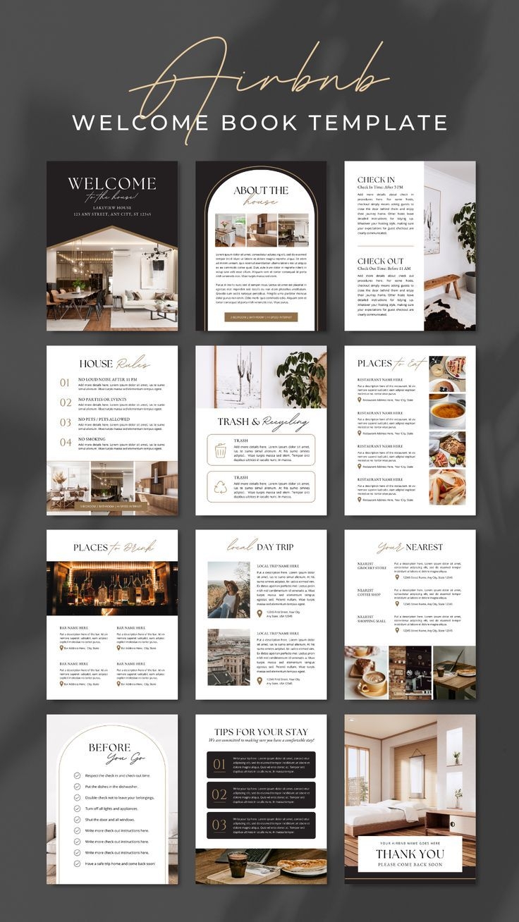 Airbnb Welcome Book Template Printable Airbnb Guidebook Short Term Rental Guest Book