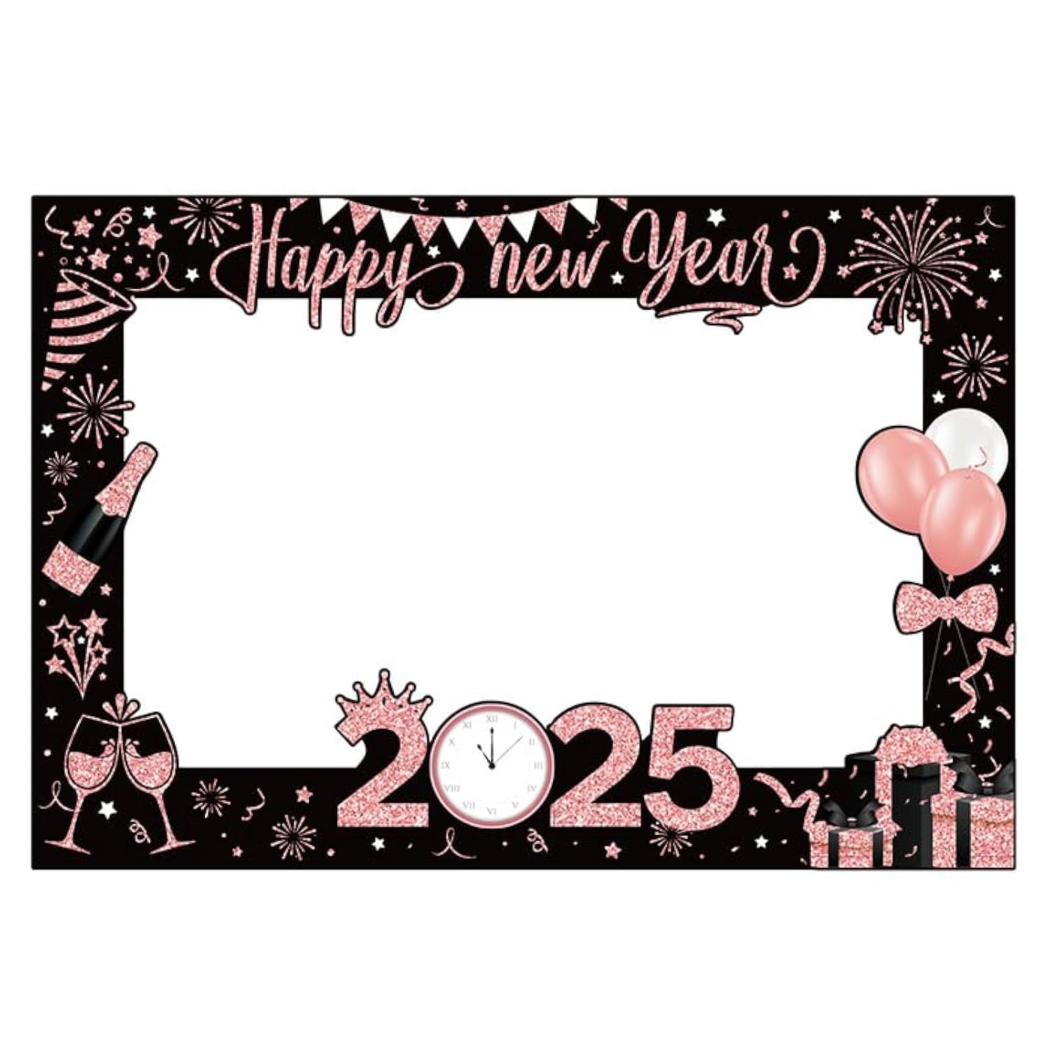 Amazon 2025 Happy New Year Photo Booth Frame Selfie Picture Frame Happy New Year s Eve Party Photo Booth Props Supplies Home Kitchen