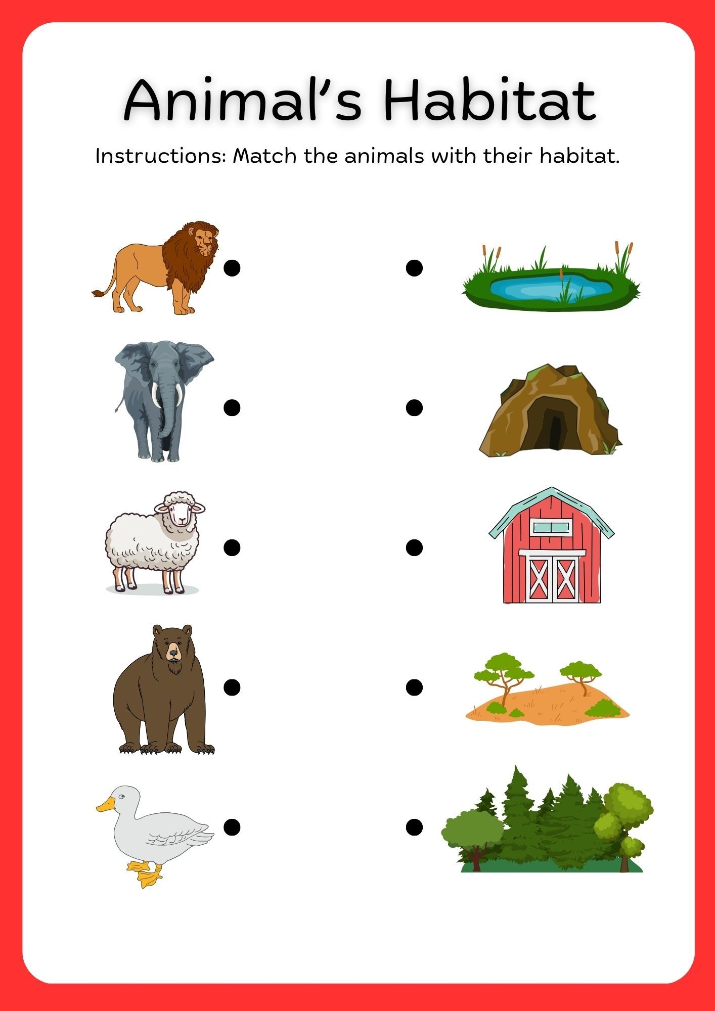 Matching Animals To Their Habitats Printables Matching Animals To Their Habitats Printables