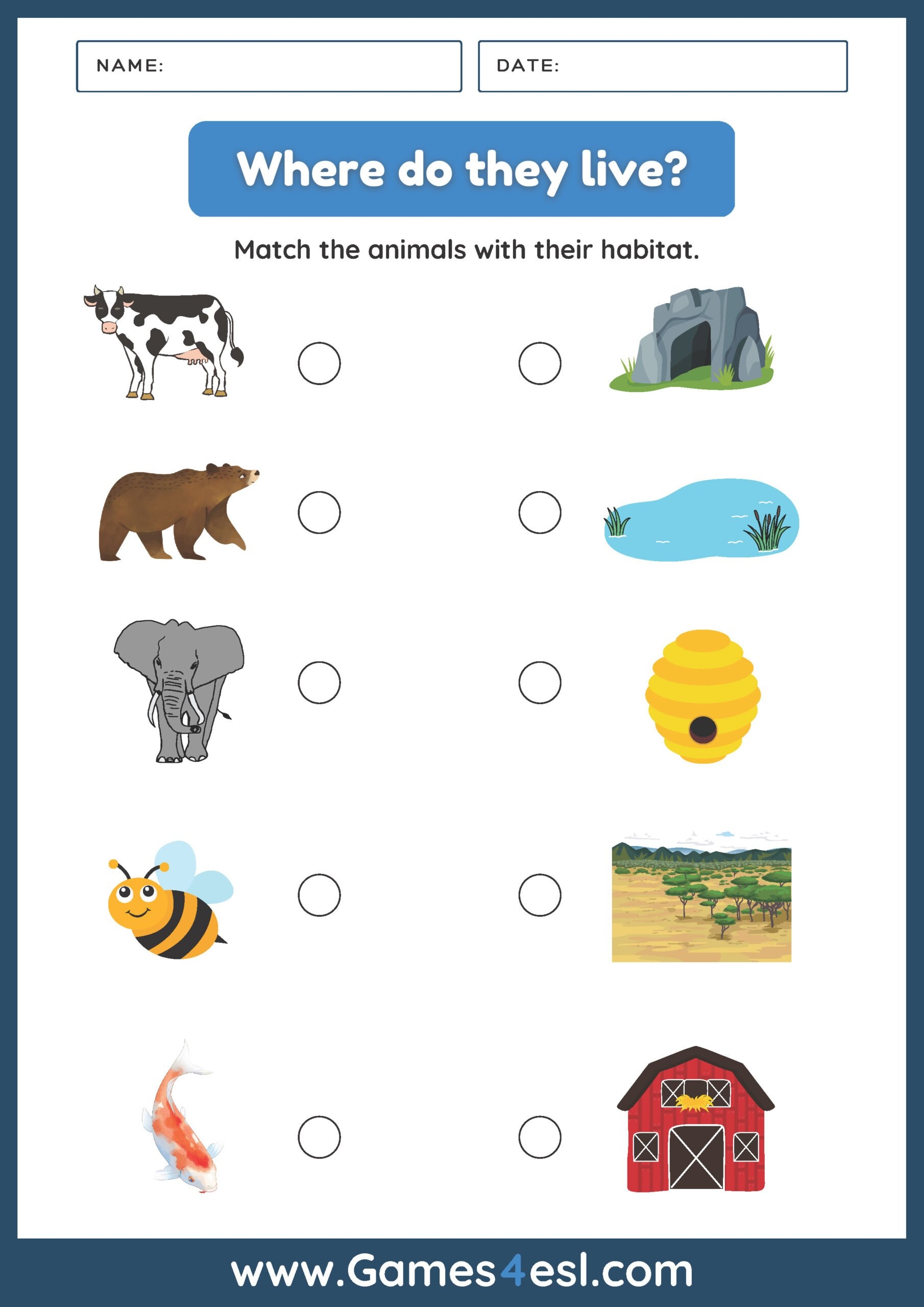 Animals And Habitats Free PDF Worksheets Games4esl Animals And Habitats Free PDF Worksheets Games4esl