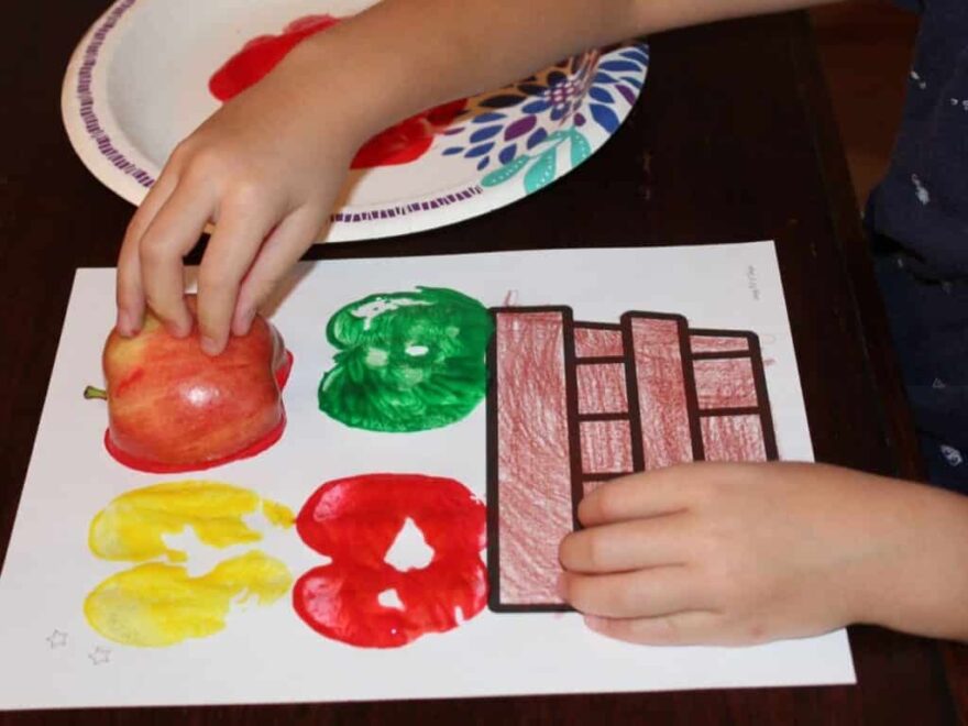 Apple Stamping An Apple Basket Craft For Preschool