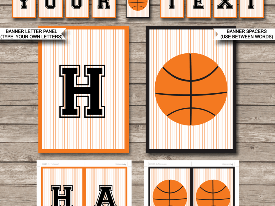 Basketball Party Banner Template Birthday Banner Editable Bunting