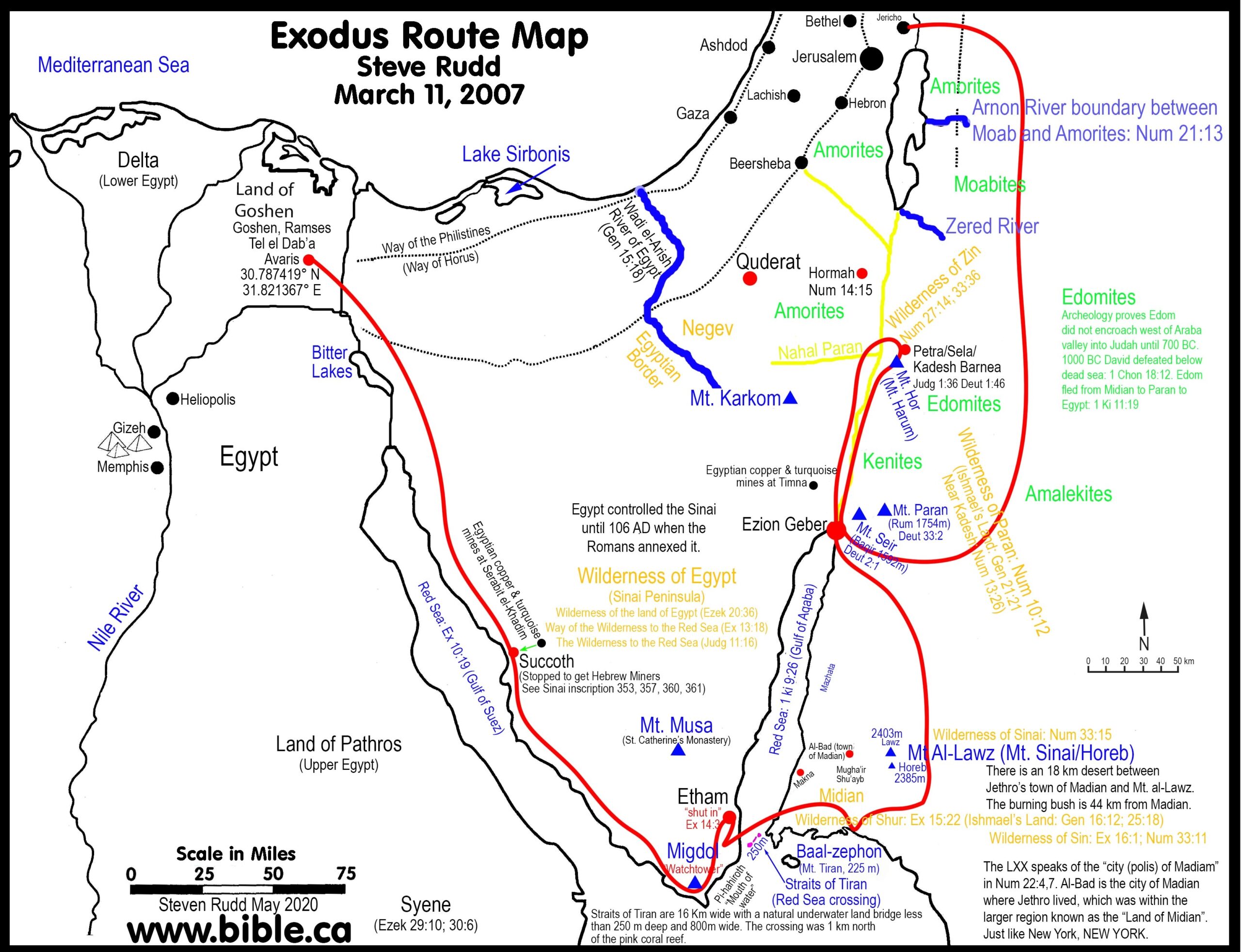 Bible Maps The Exodus From Egypt 1440 BC