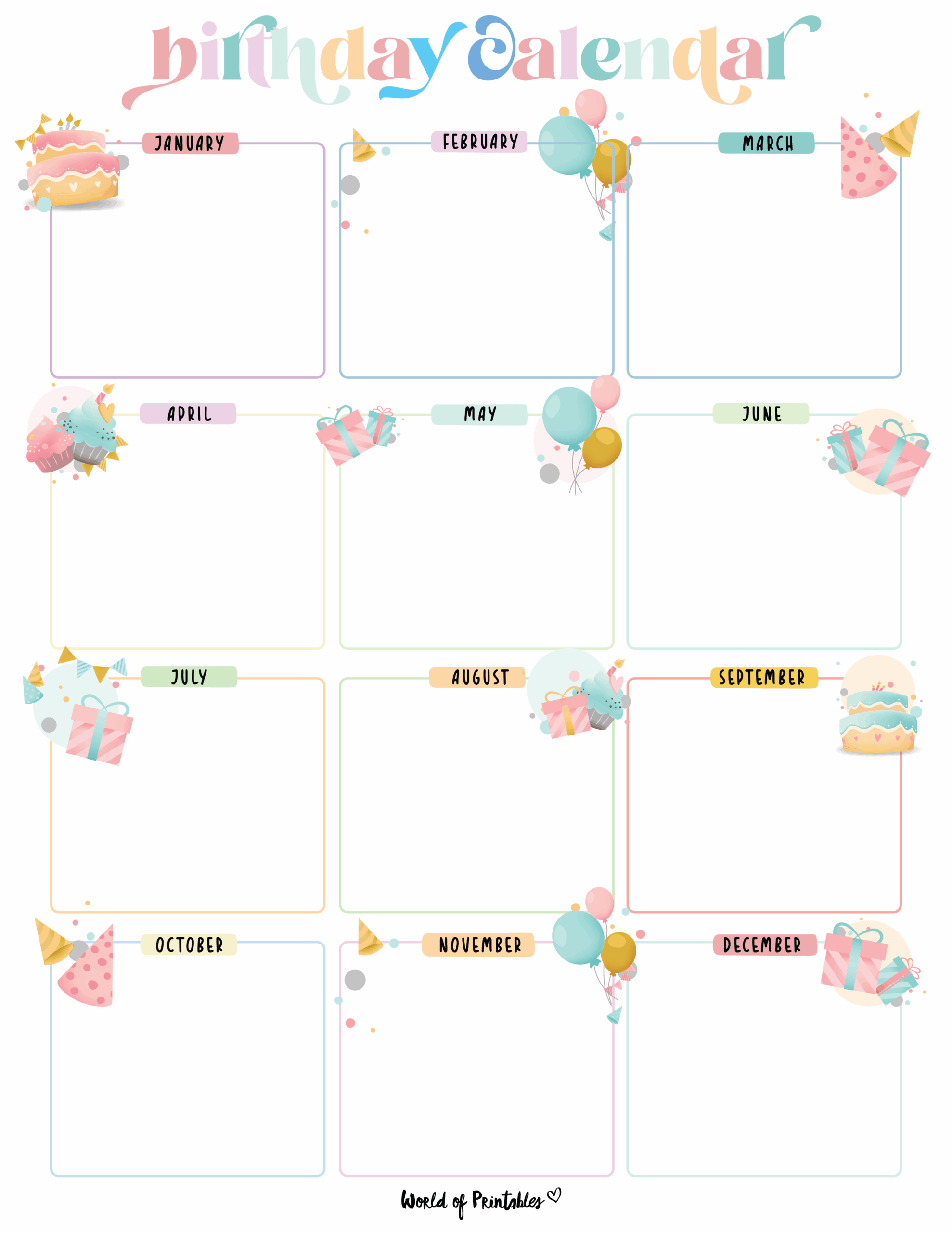 Birthday Calendars World Of Printables Birthday Calendars World Of Printables