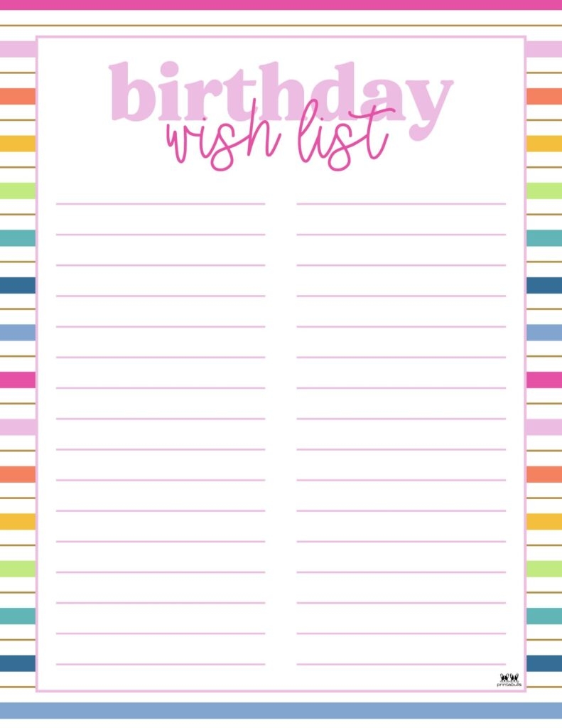 Birthday Wish List Templates 12 FREE Lists Printabulls Birthday Wish List Templates 12 FREE Lists Printabulls