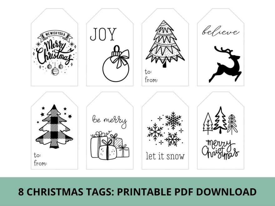 Black And White Christmas Gift Tags Treat Tags Printable PDF Download Etsy UK