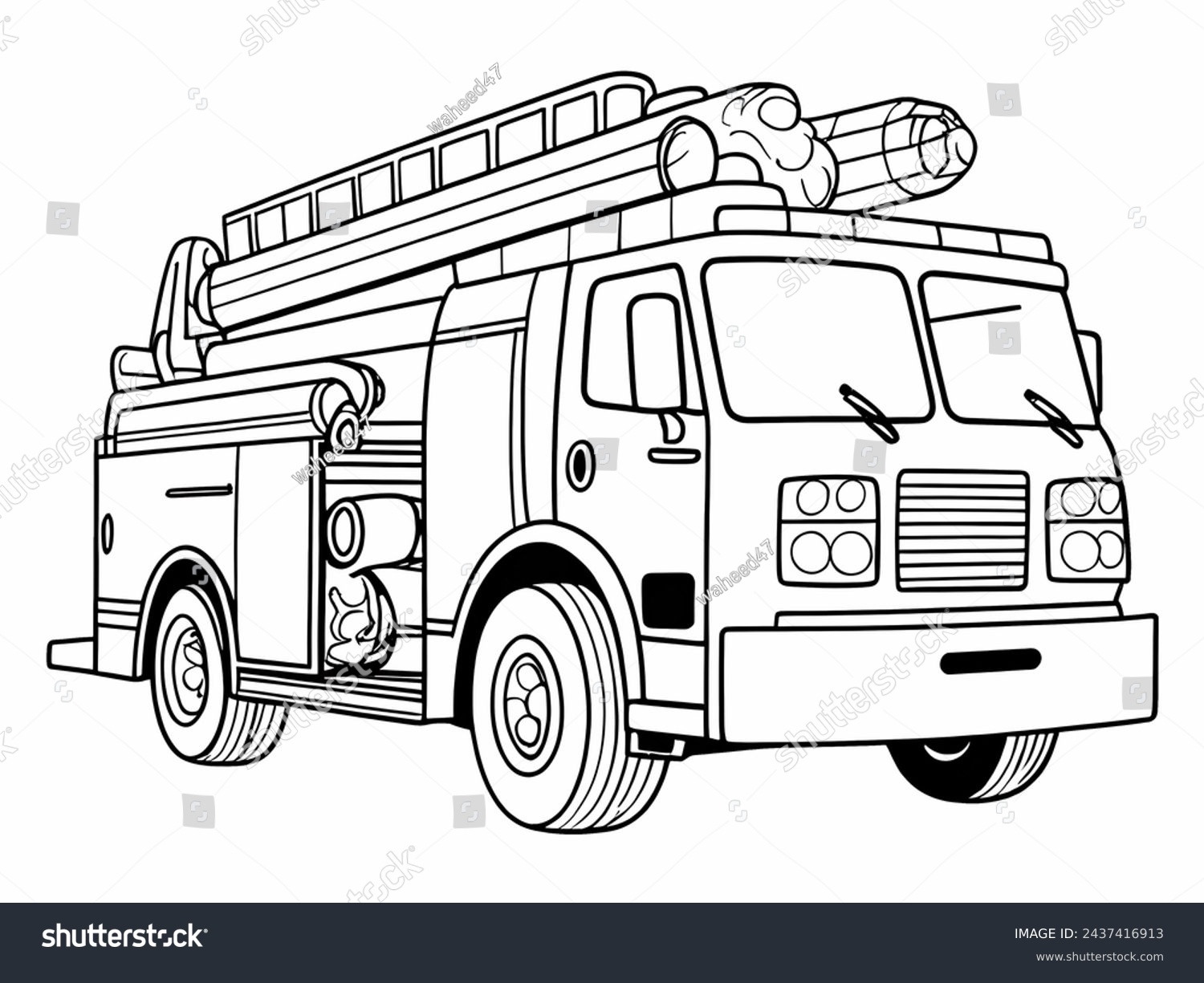 Black Outline Fire Truck Drawing Coloringfire Stock Illustration 2437416913 Shutterstock