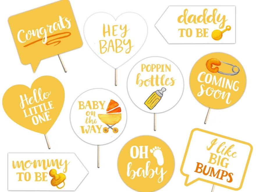 Buy Baby Shower Printable Photo Booth Props Gender Neutral Yellow And White 10 Cute Hand Lettered Signs Online In India Etsy
