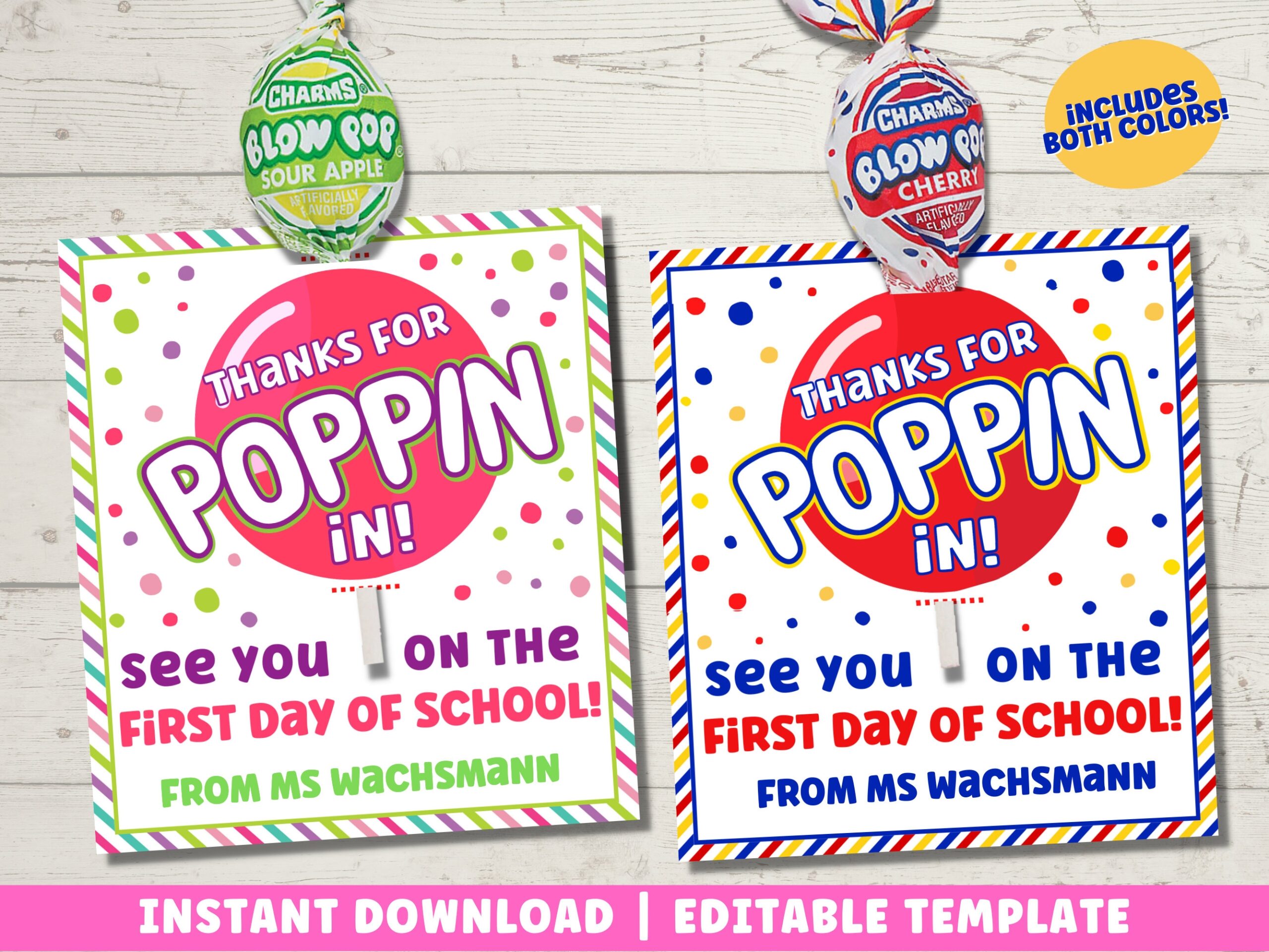 Buy Back To School Lollipop Tag Printable Thanks For Popping In Meet The Teacher Classroom Gift Instant Download Online In India Etsy