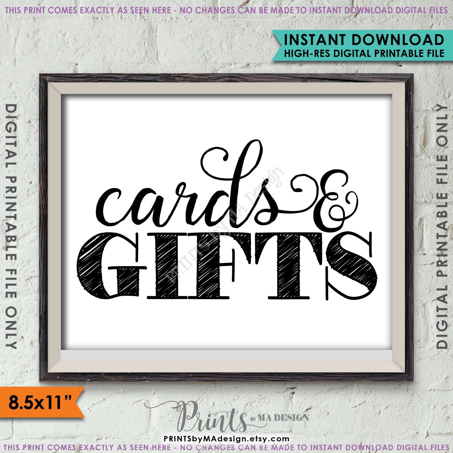 Cards And Gifts Sign Gift Table Sign Celebration Wedding Shower Birthday Party Anniversary Graduation PRINTABLE 8 5x11 Sign