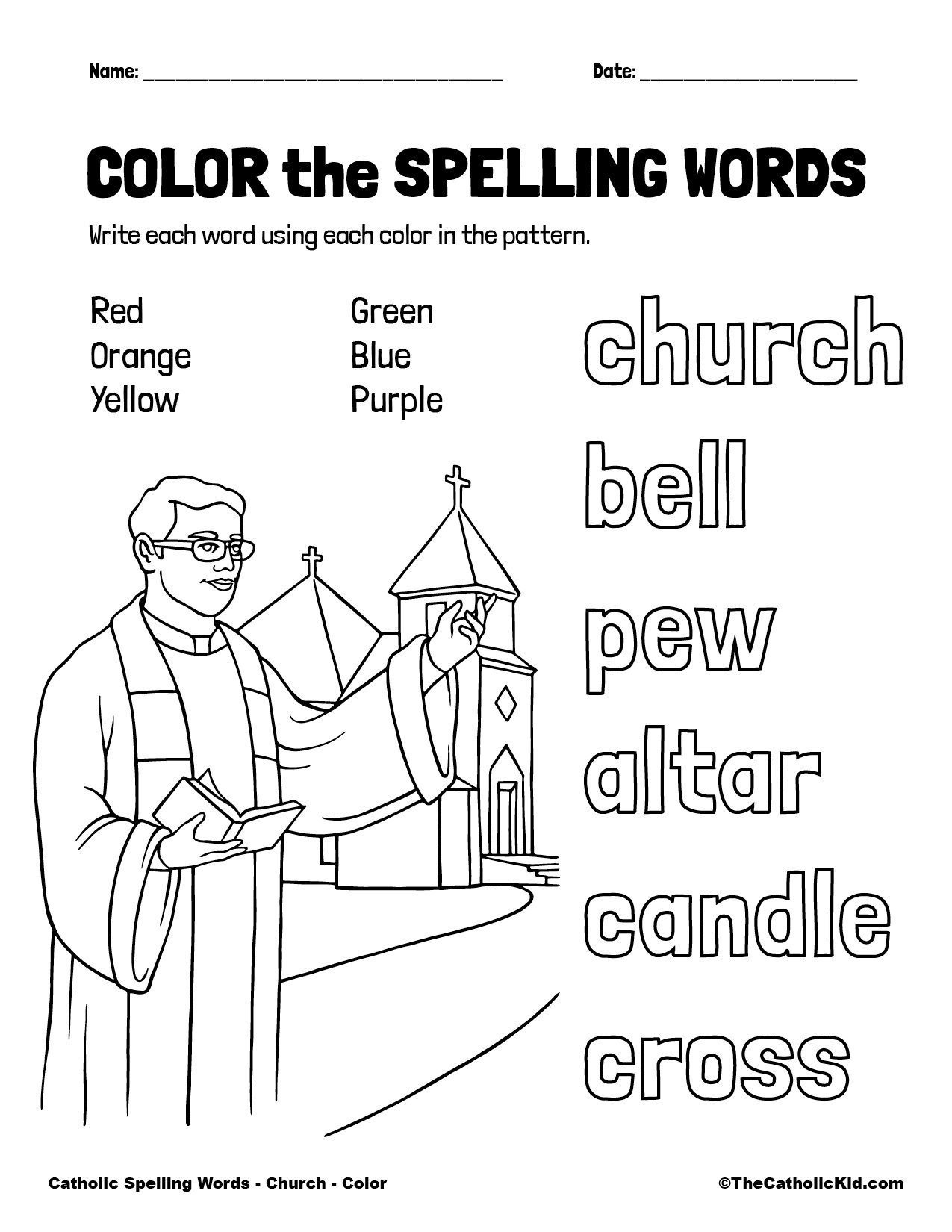 Catholic Spelling Vocabulary Words Church Worksheets TheCatholicKid