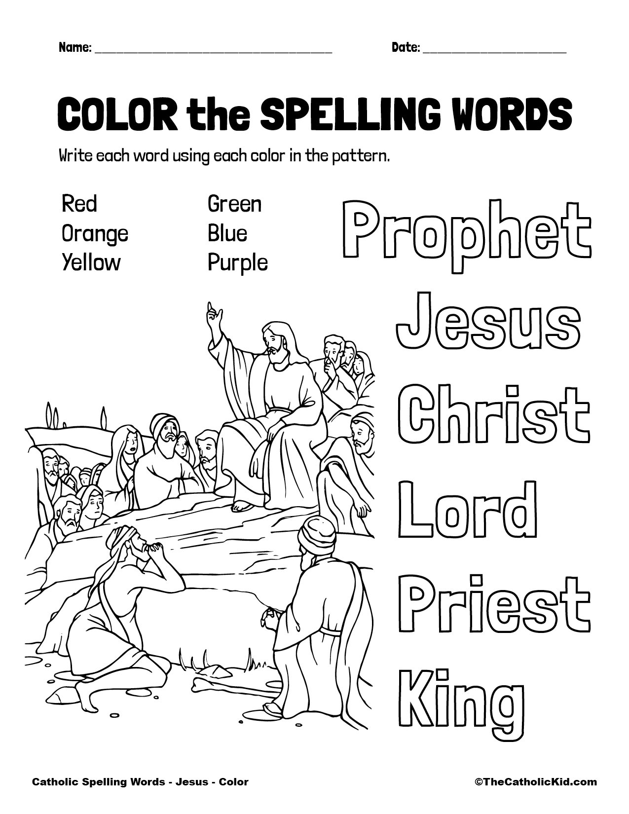 Catholic Spelling Vocabulary Words Jesus Worksheets TheCatholicKid