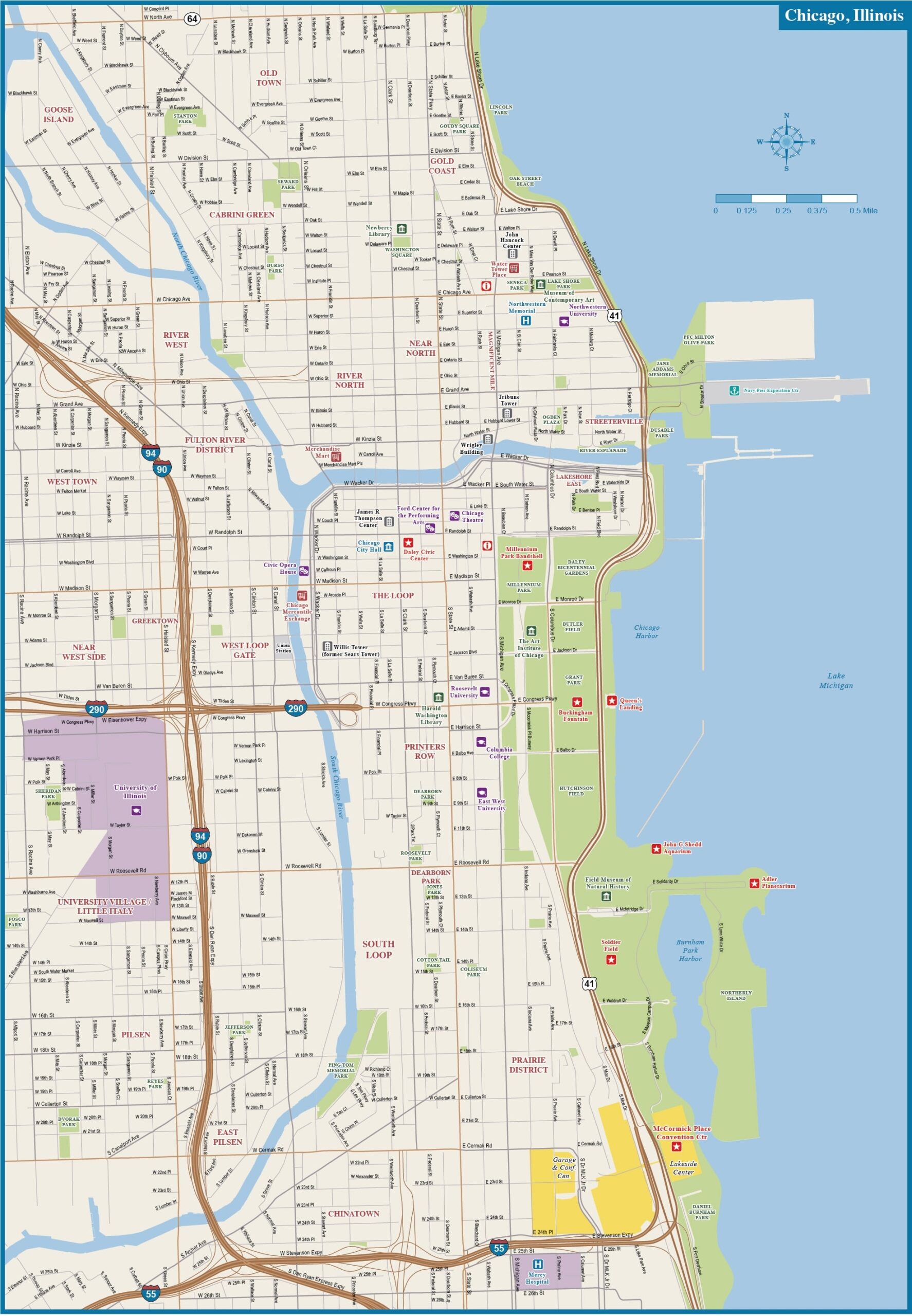 Printable Map Of Magnificent Mile Chicago
