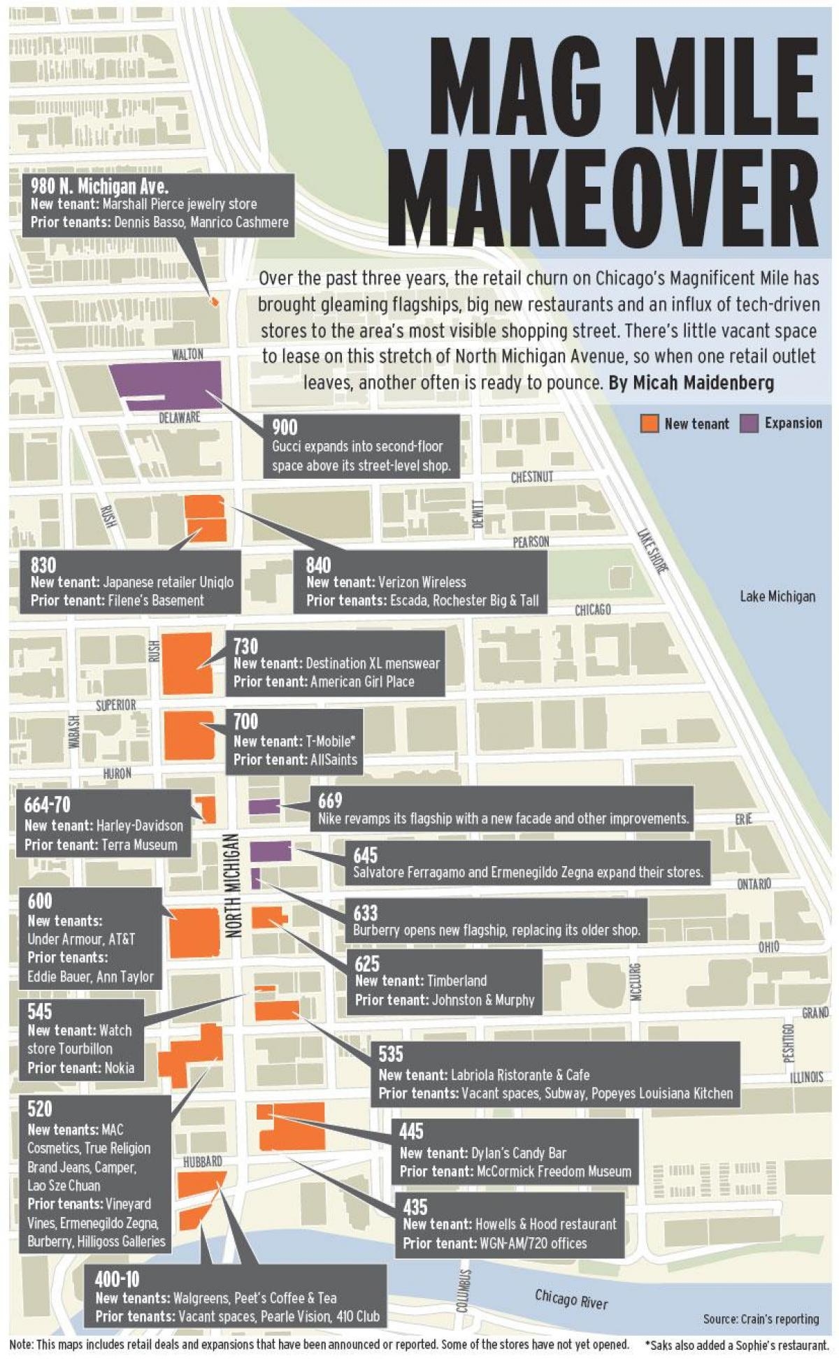 Chicago Magnificent Mile Map Magnificent Mile Chicago Map United States Of America 