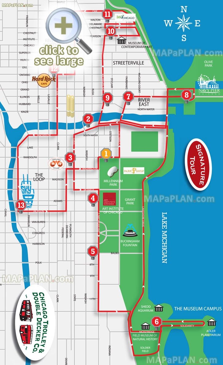 Chicago Maps Top Tourist Attractions Free Printable City Street Map