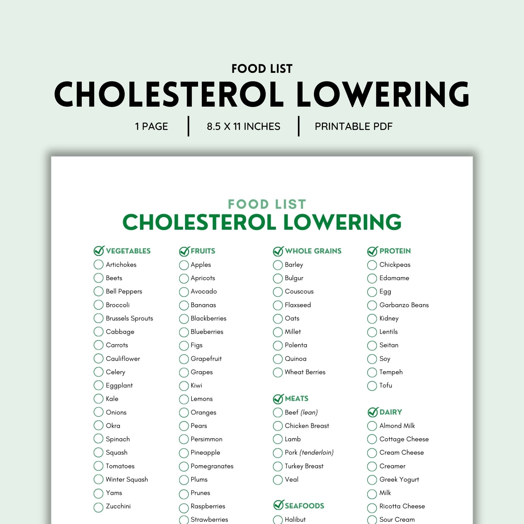 Cholesterol Lowering Cholesterol Friendly Food List Low Cholesterol Food Low Blood Pressure Grocery List Food Guide Shopping List PDF Etsy