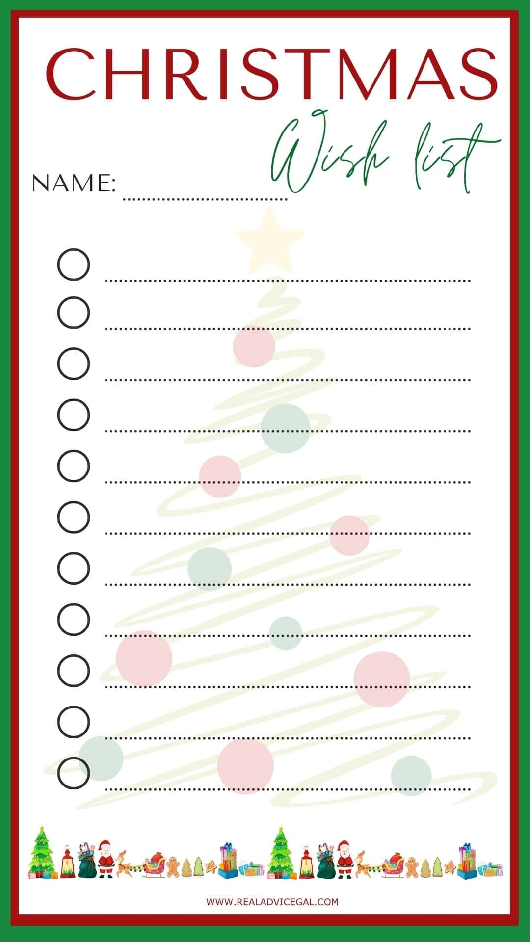 Christmas Gift Wish List For Kids Printable