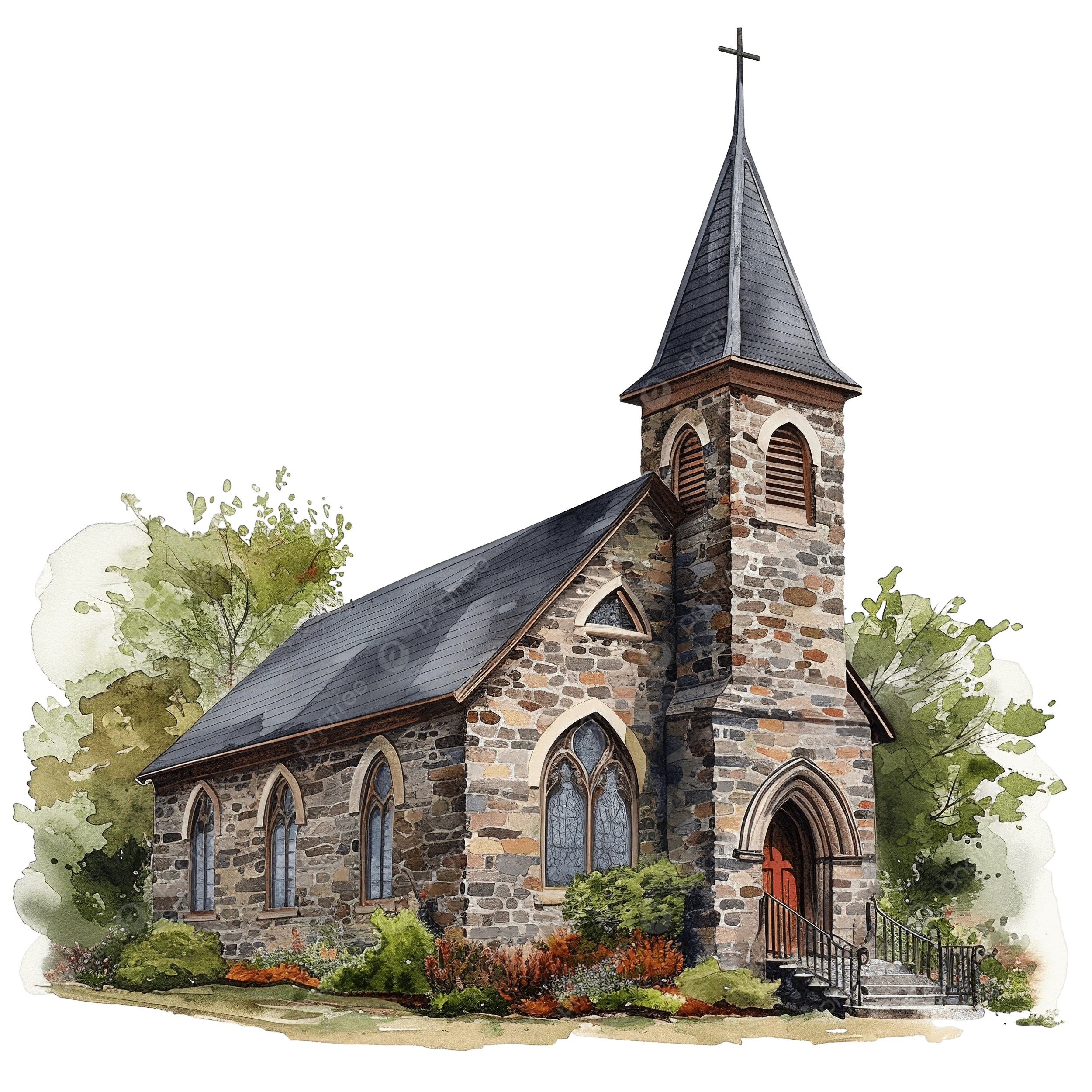 Church House Painted In Watercolor Church Drawing Nature PNG Transparent Image And Clipart For Free Download