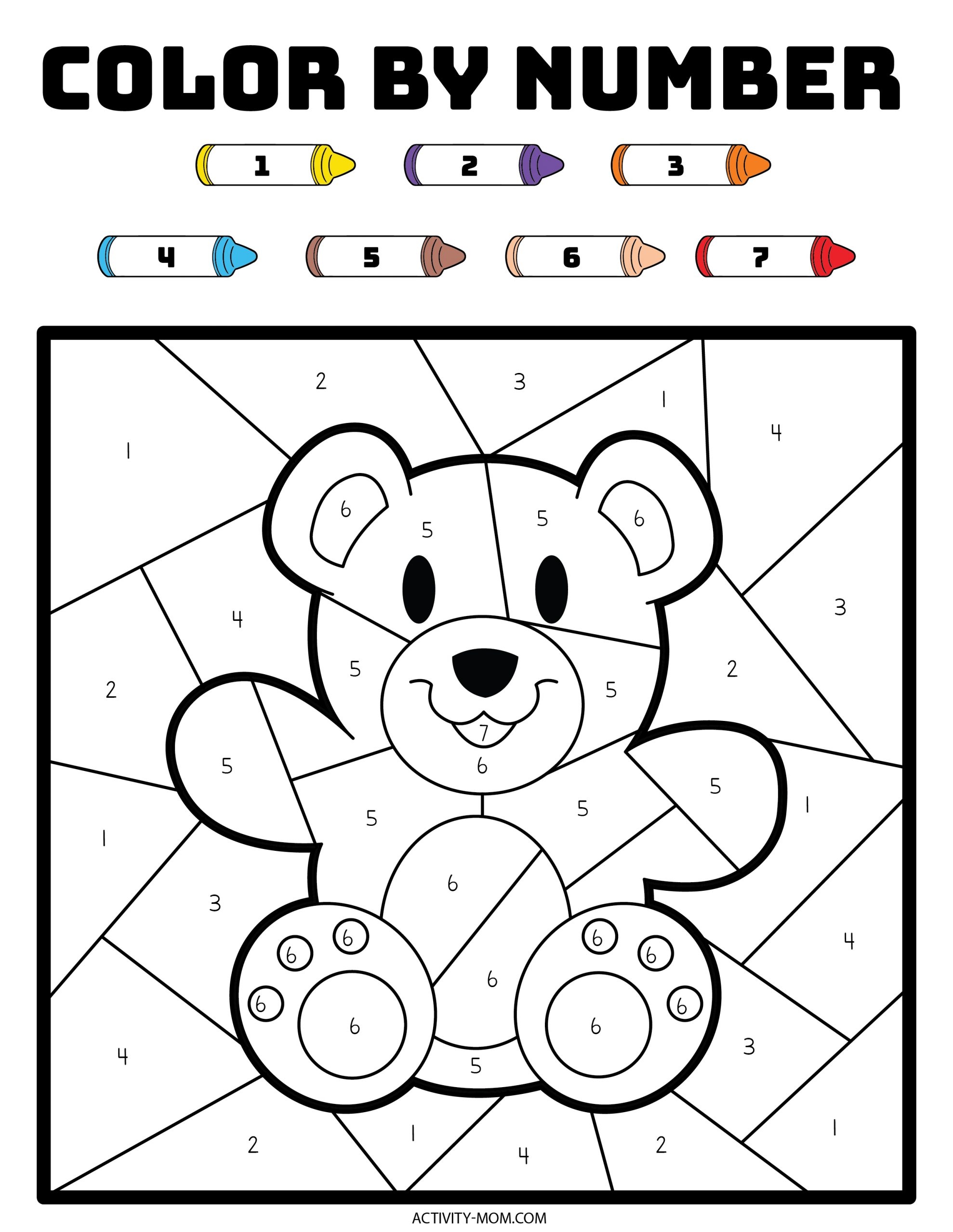 Printable Color By Number Sheets Free