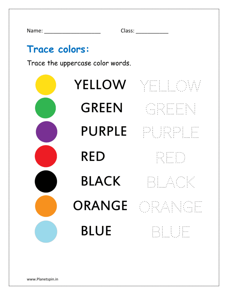 Color Words Worksheets For Kindergarten Planetspin in