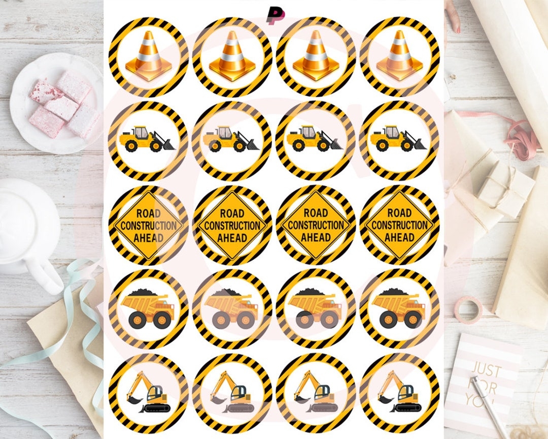 CONSTRUCTION Cupcake Toppers PRINTABLE Baby Shower Favors Party Decor Construction Birthday Party Decorations Etsy