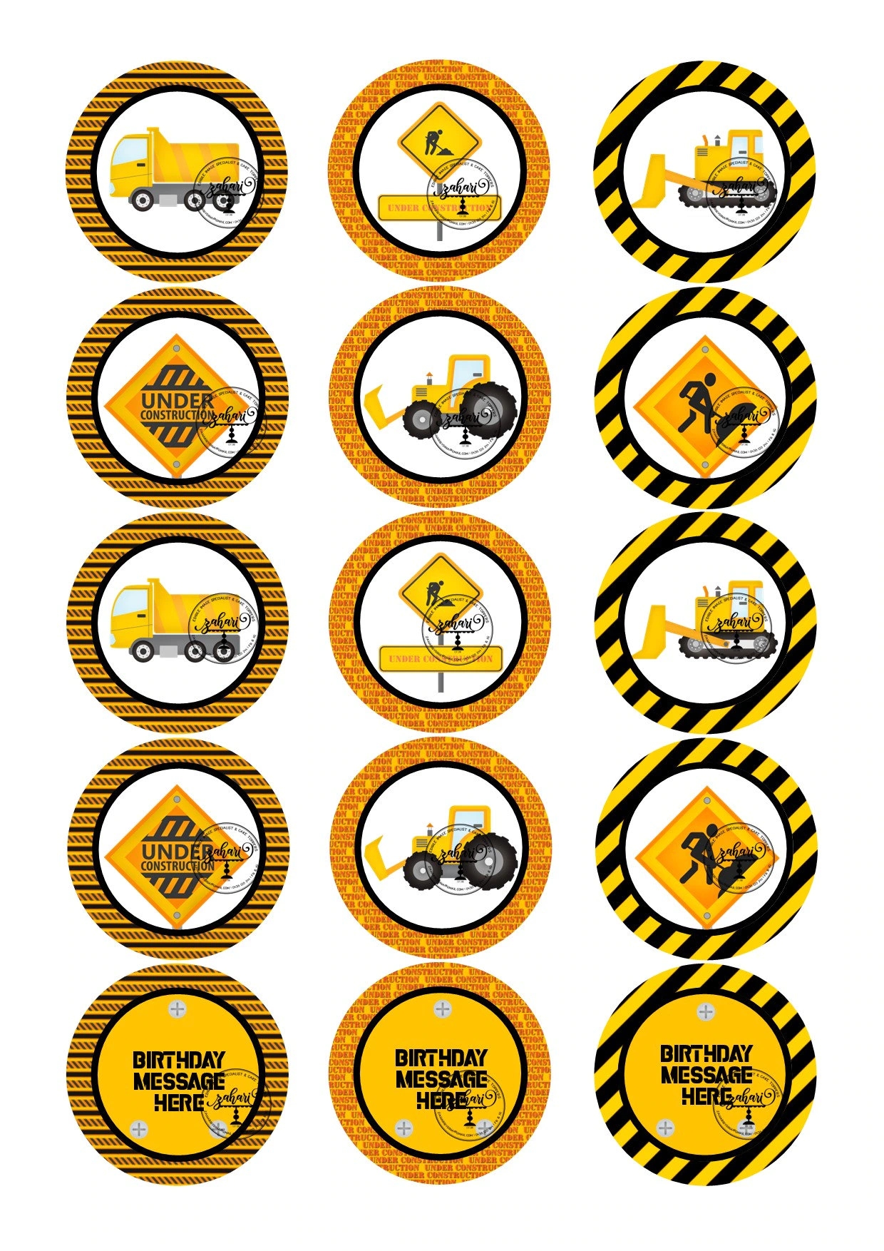 Construction Party Cupcake Toppers Free Printables
