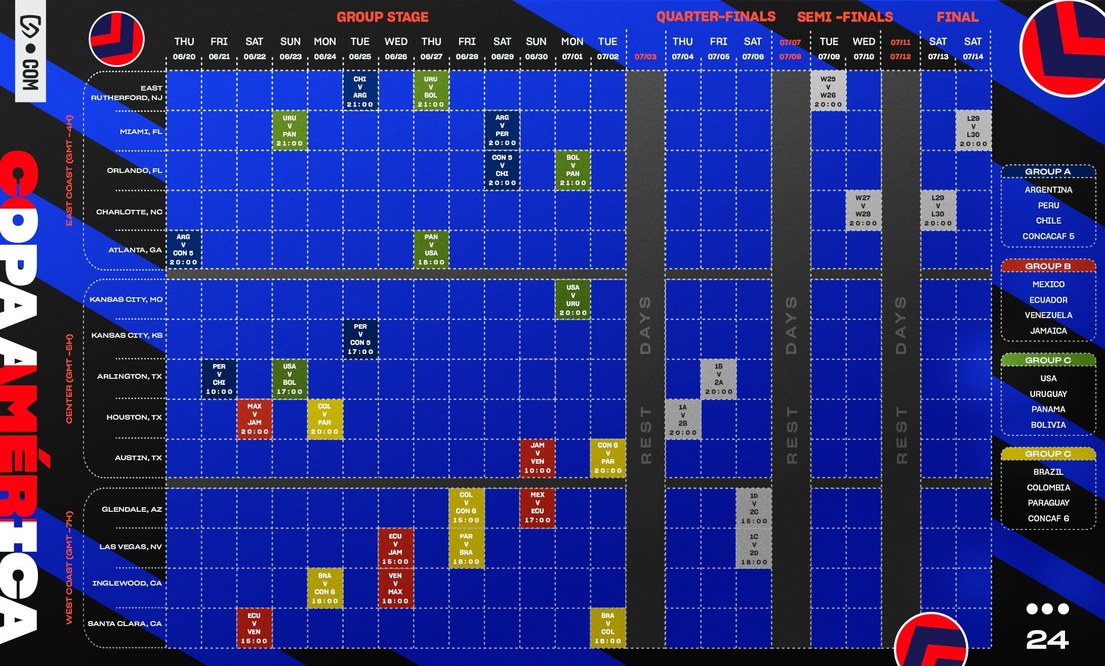 World Cup Schedule Printable Pacific Time