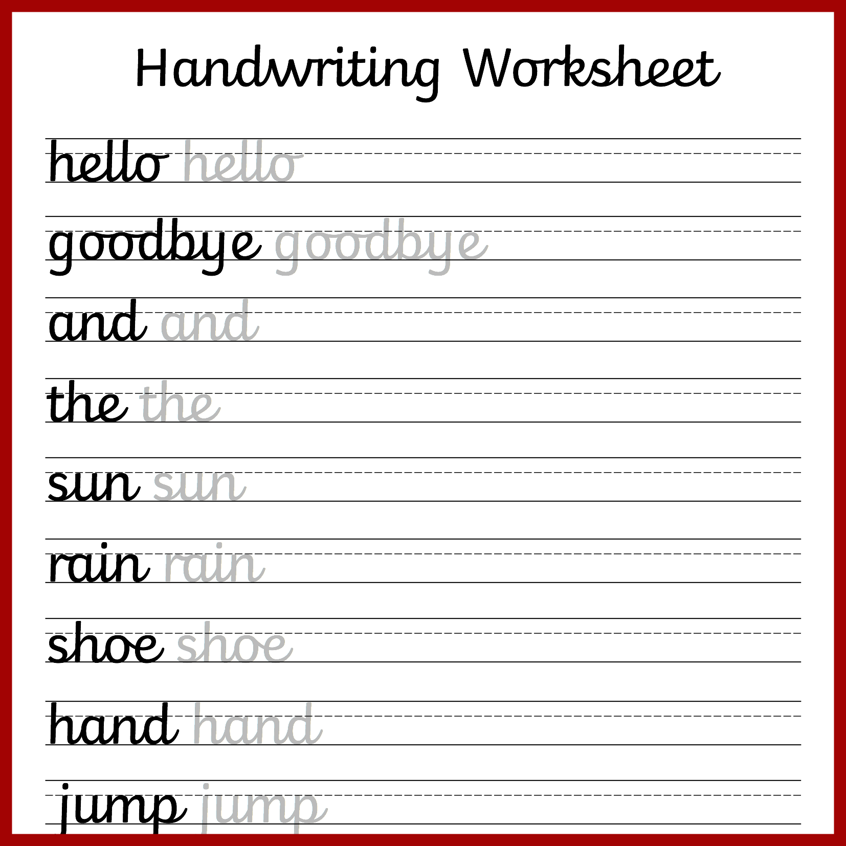 Free Printable Practice Handwriting Sheets