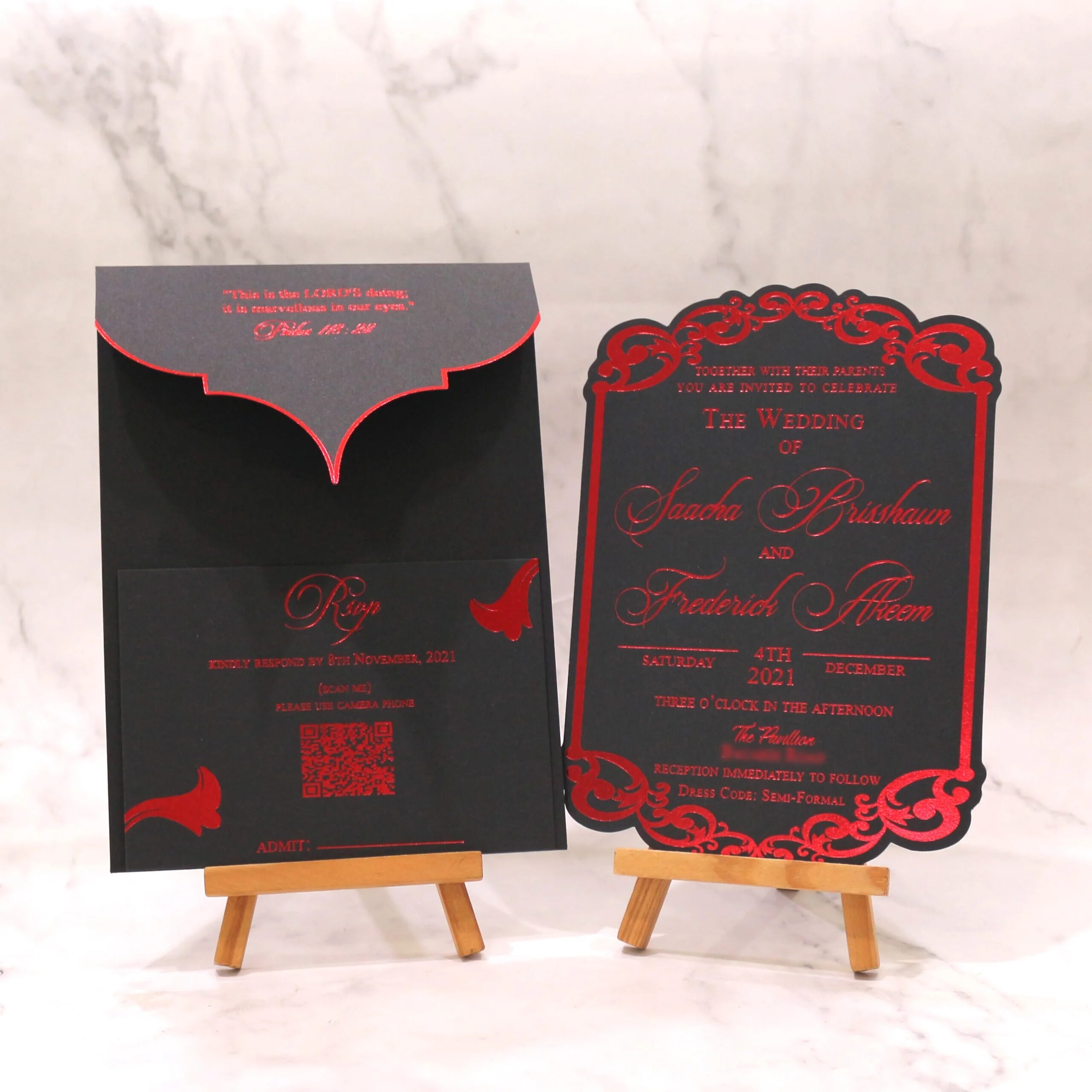 Custom Luxurious Wedding Invitations Black Main Cards