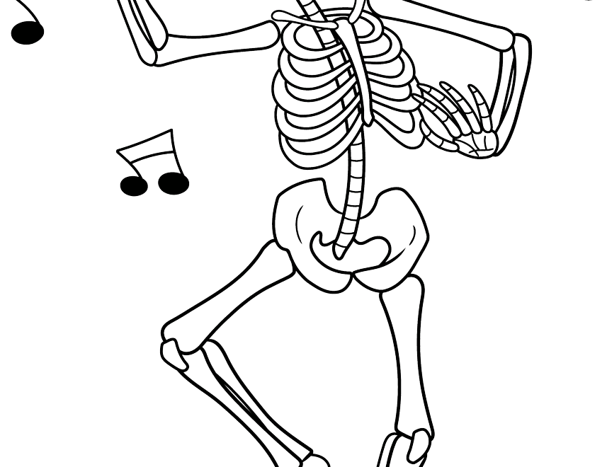 Dancing Skeleton Coloring Page Easy Drawing Guides