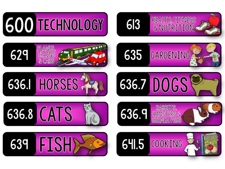 Dewey Decimal System Labels Mini Shelf Labels