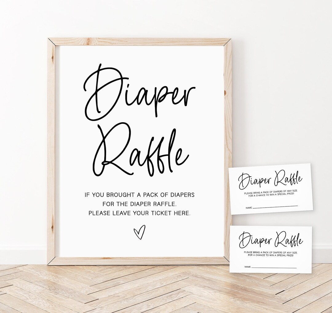 Diaper Raffle Tickets And Sign Minimalist Baby Shower Diaper Raffle Sign Minimalist Baby Shower Sign Printable Boho Baby Shower Game MB2 Etsy