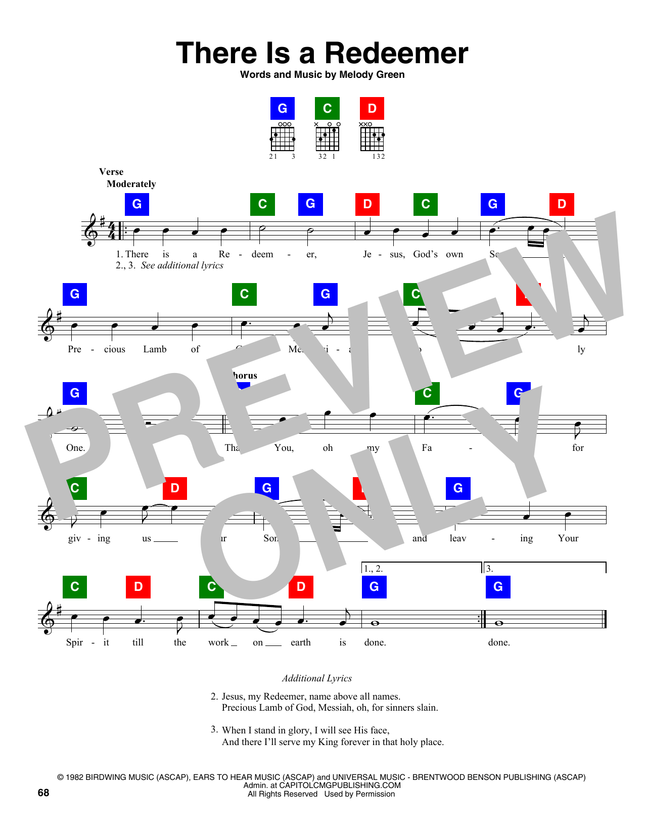 Download Melody Green There Is A Redeemer Sheet Music For Easy Lead Sheet Fak Chords Lyrics PDF 191474