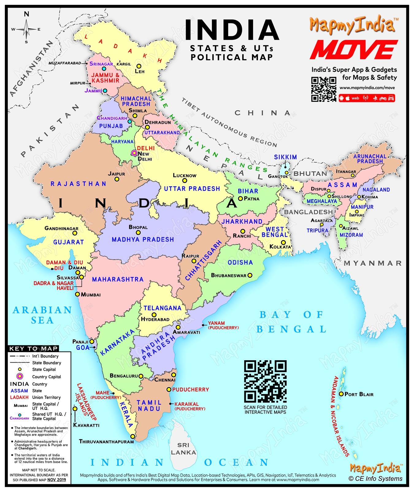 Printable Labeled Physical Map Of India