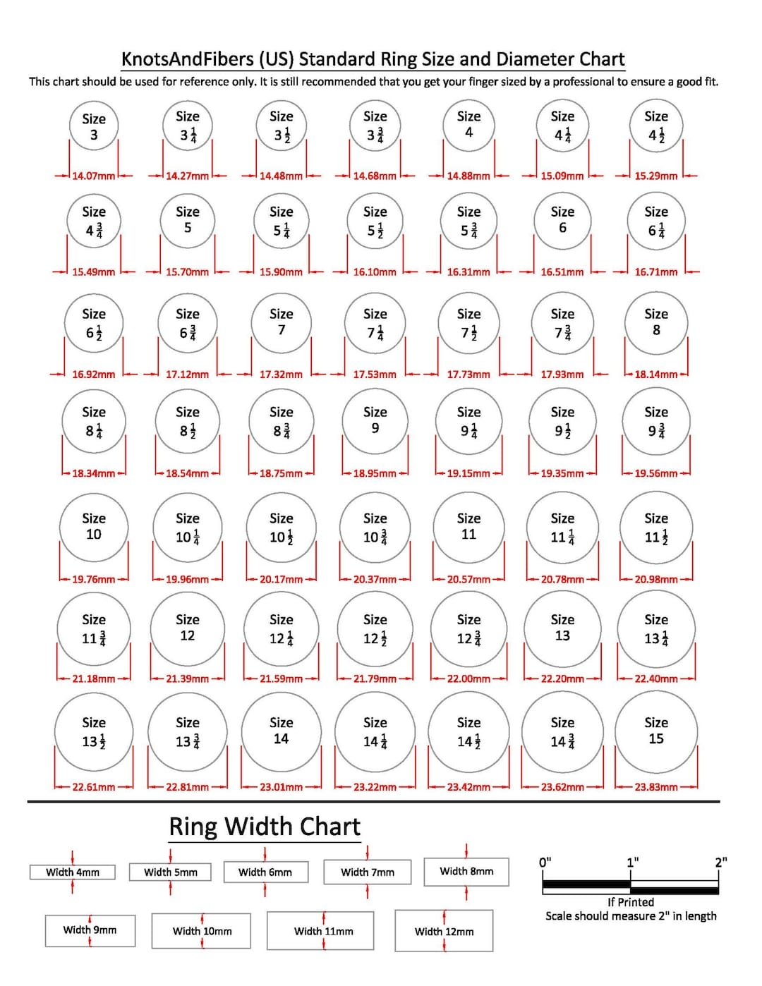 MenS Ring Size Chart Printable