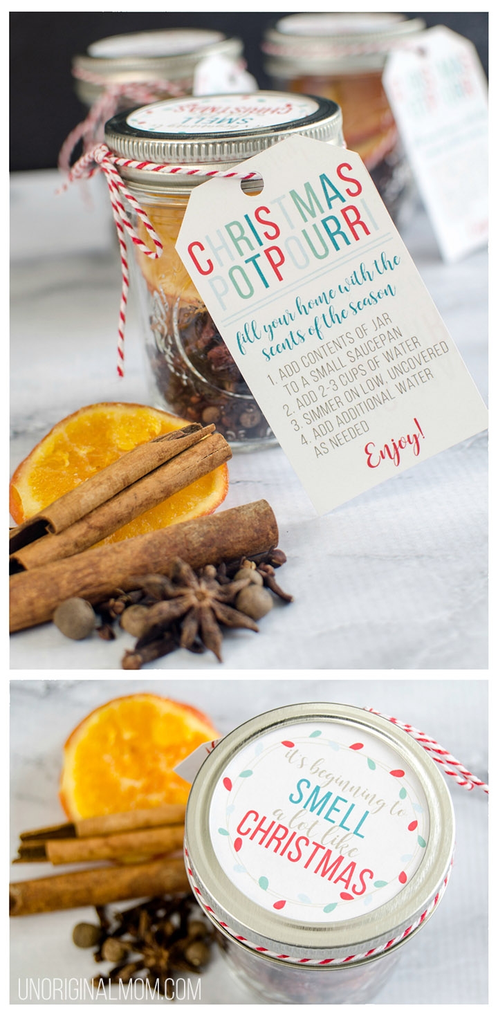 Easy Christmas Potpourri Gift Jars With Free Printable Tags UnOriginal Mom
