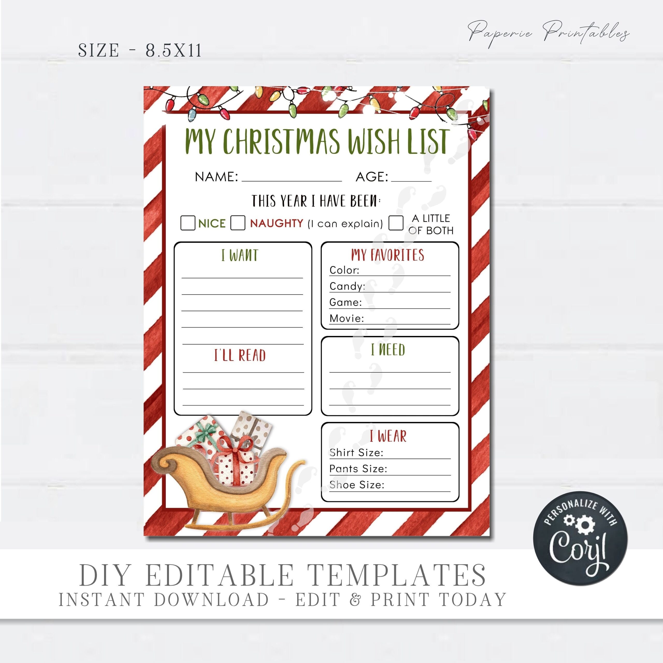 Printable Christmas Wish List Maker